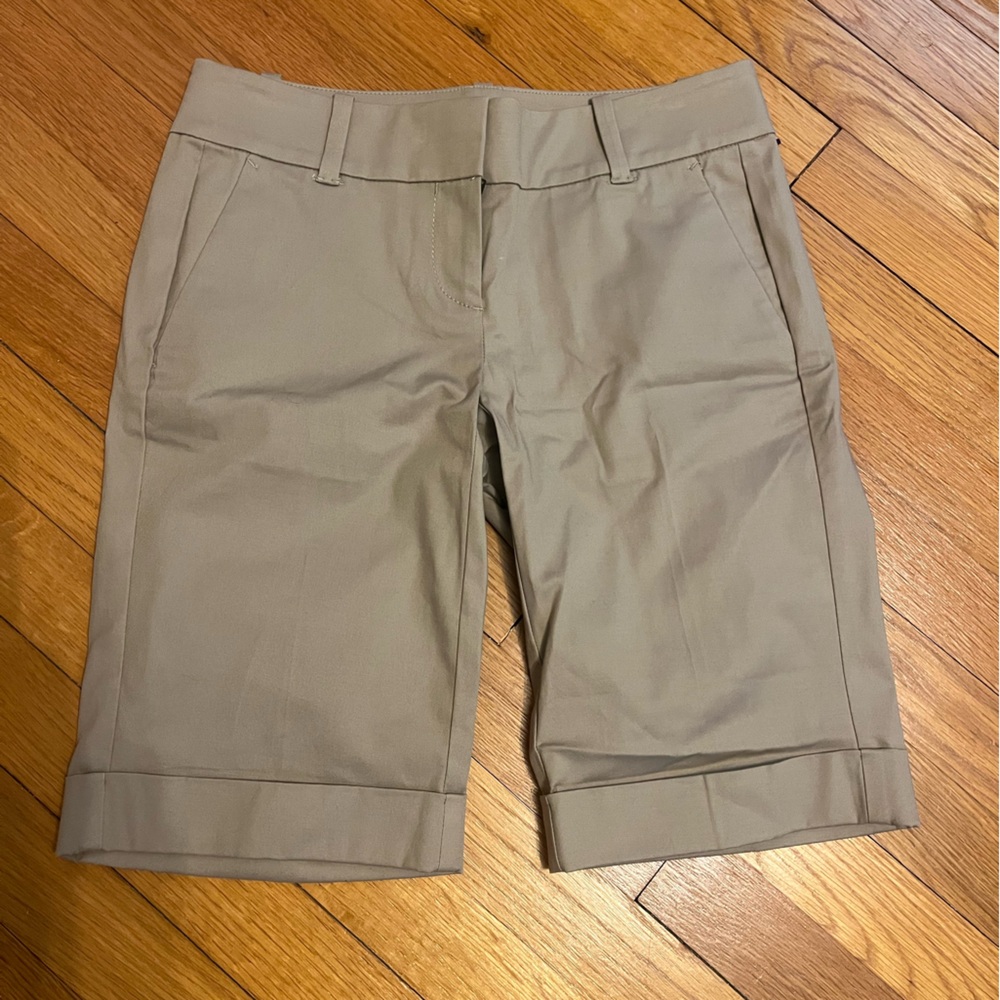 Ann Taylor Khaki Boardwalk Shorts with Cuffed Hem
